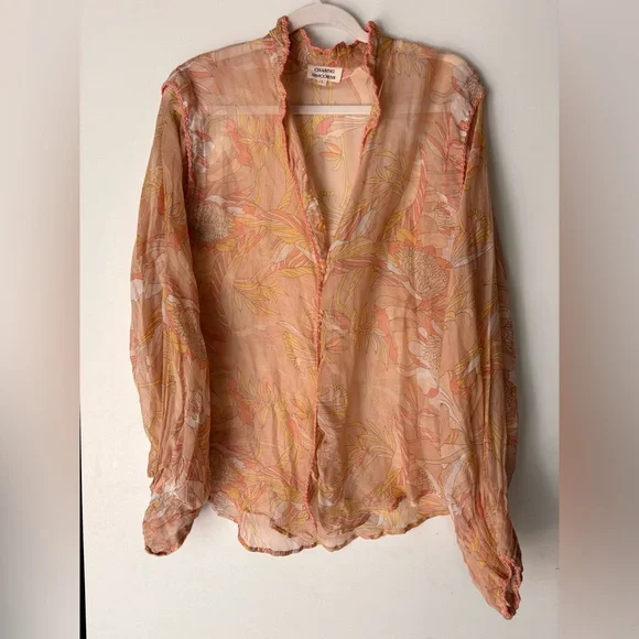 Chasing Unicorns Say it Again Silk Pleated Blouse L - Picture 3 of 10